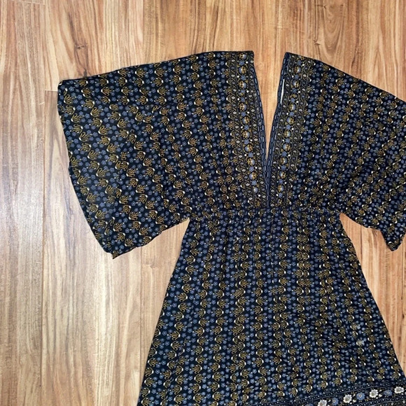 Lara Ethnics women’s dress medium large cover up kimono sleeve maxi floral black - Picture 2 of 8